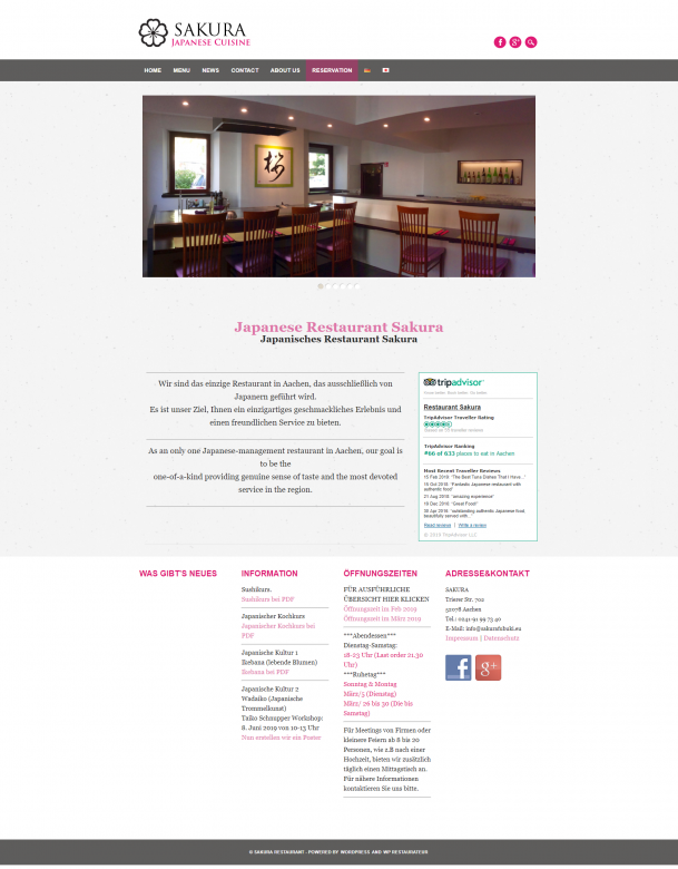 restaurant-sakura　website toppage
