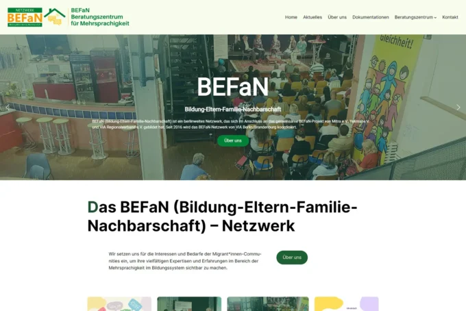 ウェブサイト制作：BEFaN (Bildung-Eltern-Familie-Nachbarschaft) – Netzwerk