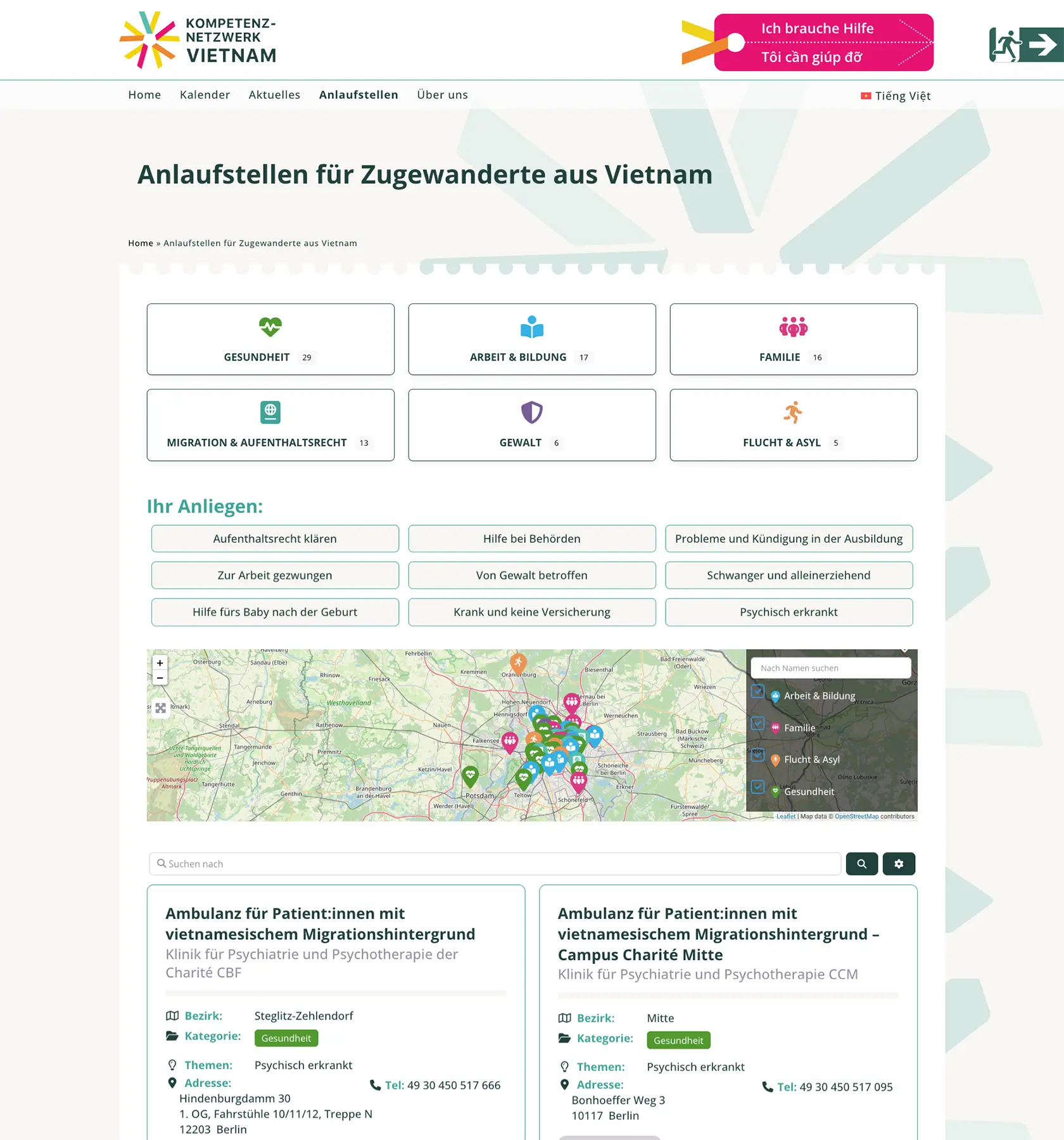 KNV - Kompetenznetzwerk Vietnam - Anlaufstellen (Listing page)